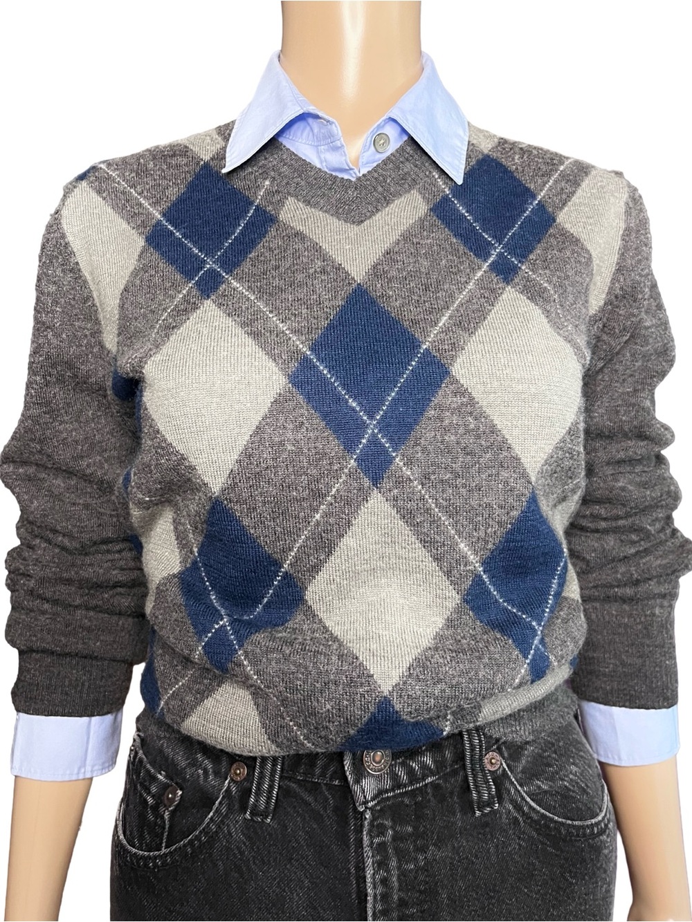 Haggar Wool Blend Argyle Sweater Men’s M
